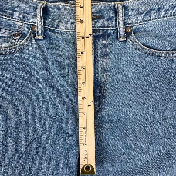 American Eagle Jeans Mens 30x28 Blue Embroidered Crest Pocket Preppy College Dad - Picture 5 of 9